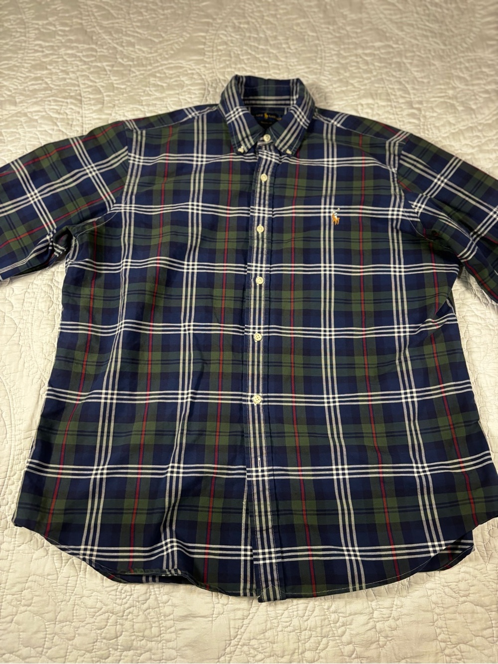Ralph Lauren Navy & Green Plaid Button-Down Shirt